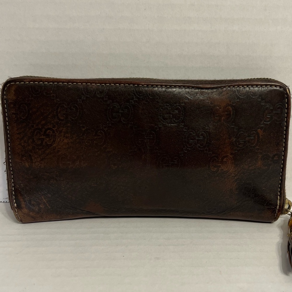 Gucci Brown Monogram Zip-Around Leather Wallet with Tassel - Picture 8 of 15